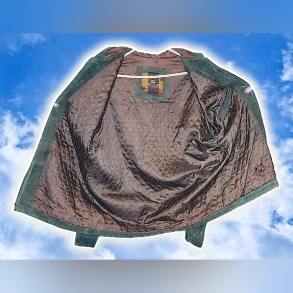 Vintage STRUCTURE Mens Leather Jacket Green Plaid Amazing! - Picture 3 of 4